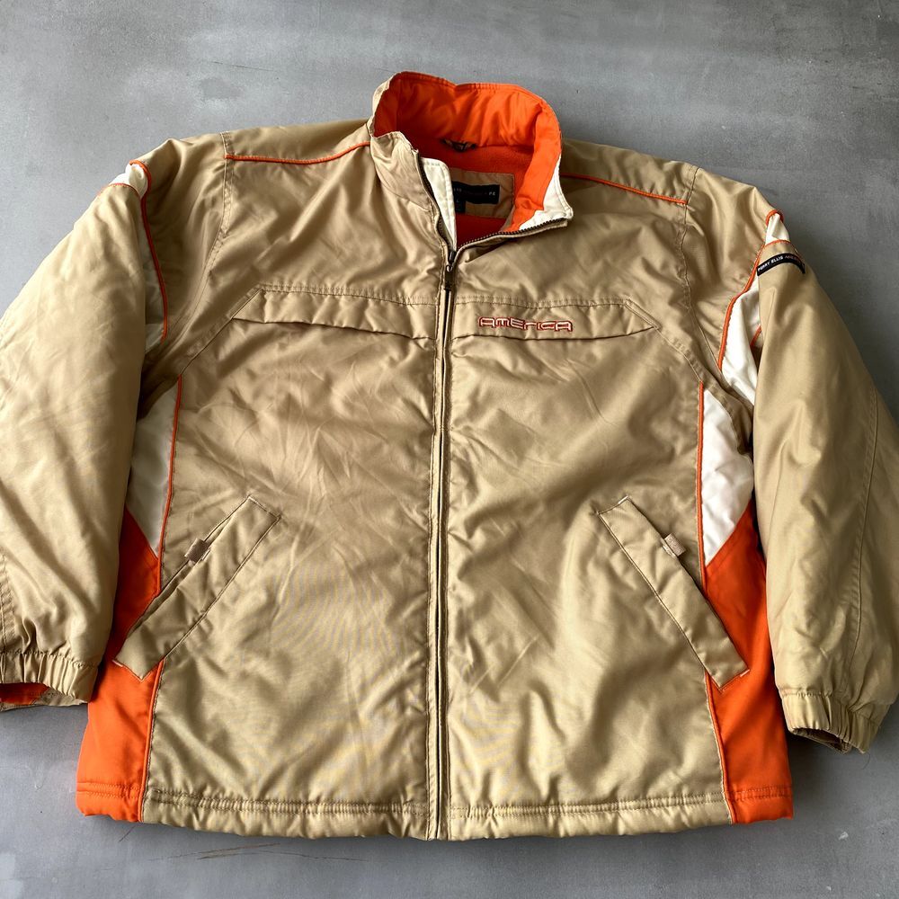 Perry Ellis‎ America Jacket Large Tan Orange Insulated Retro Hip Hop Streetwear